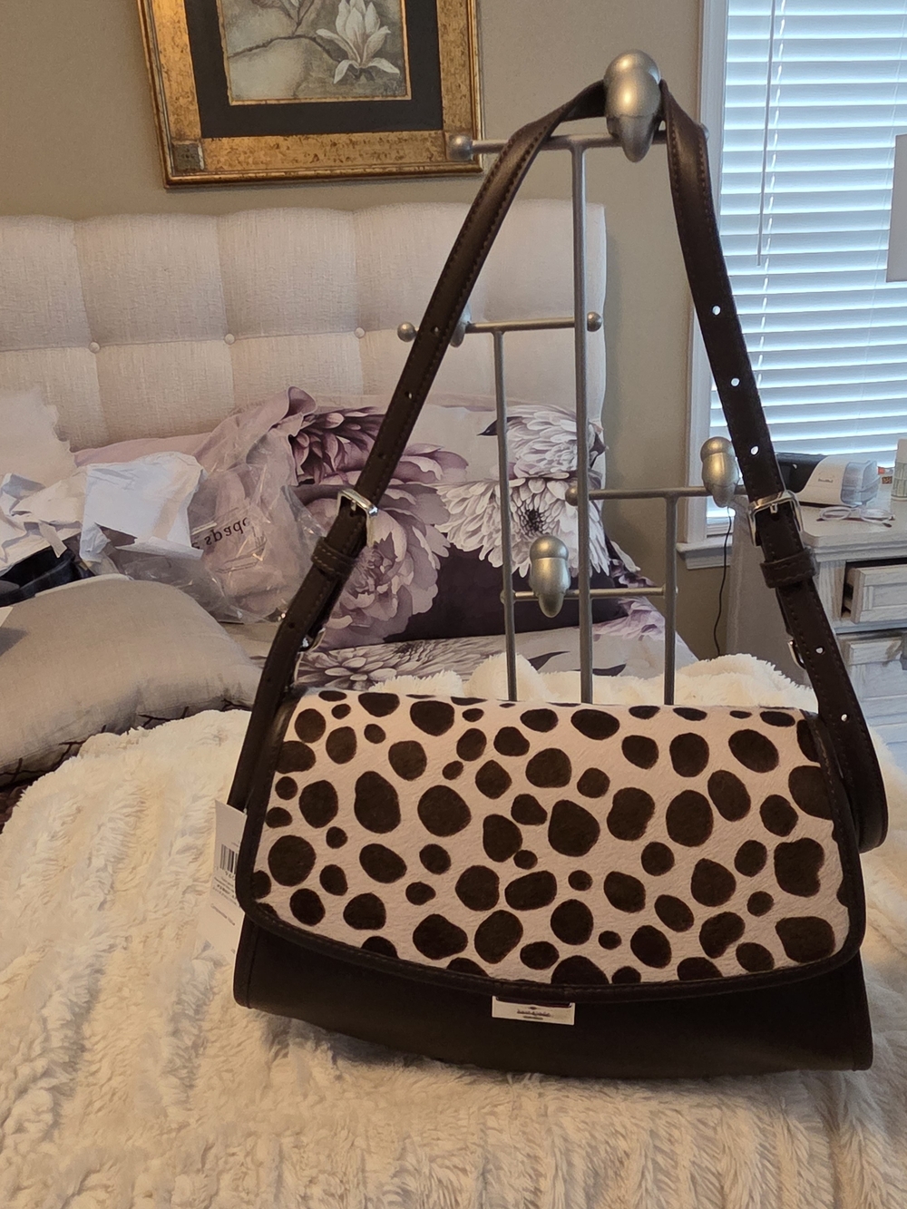 Kate Spade Calf Hair Flap Shoulder Bag in Brown and Cream